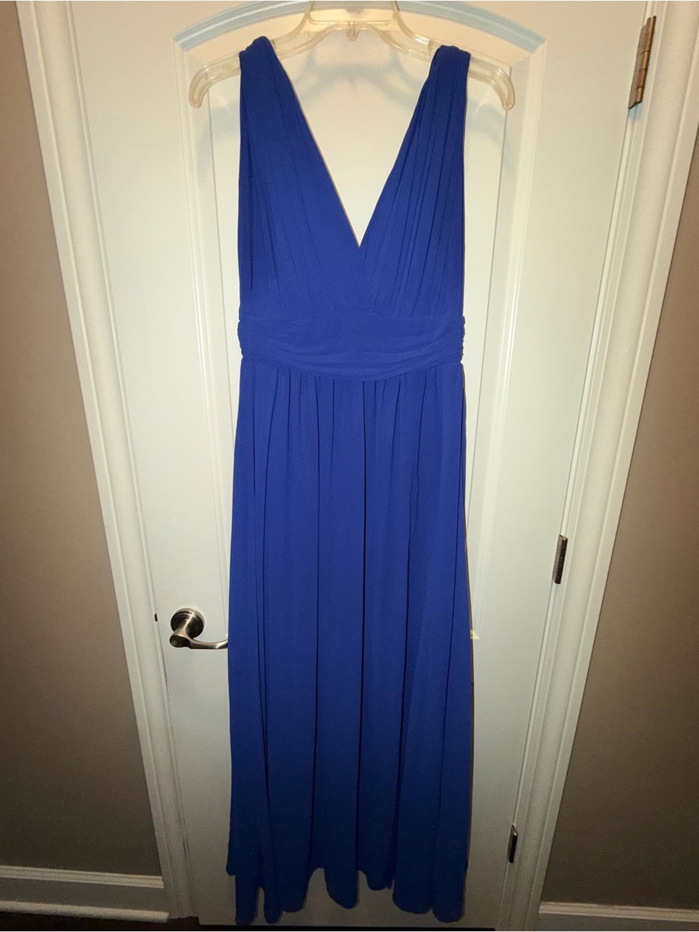Lulu's Royal Blue V-Neck Pleated Maxi Dress